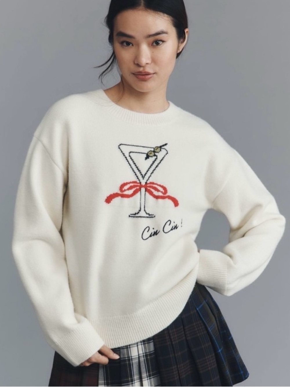 English Factory cocktail motif sweater 🍸